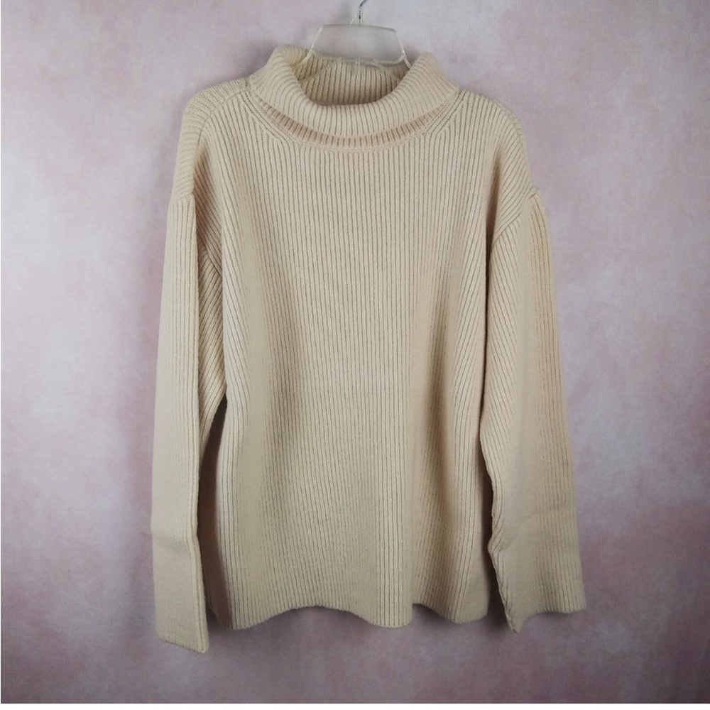 Billie the Label Rita Cream Merino Wool Mock-neck Sweater